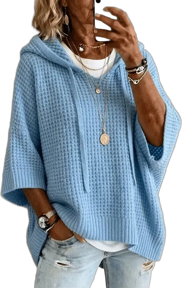 Hooded half-sleeve sweater