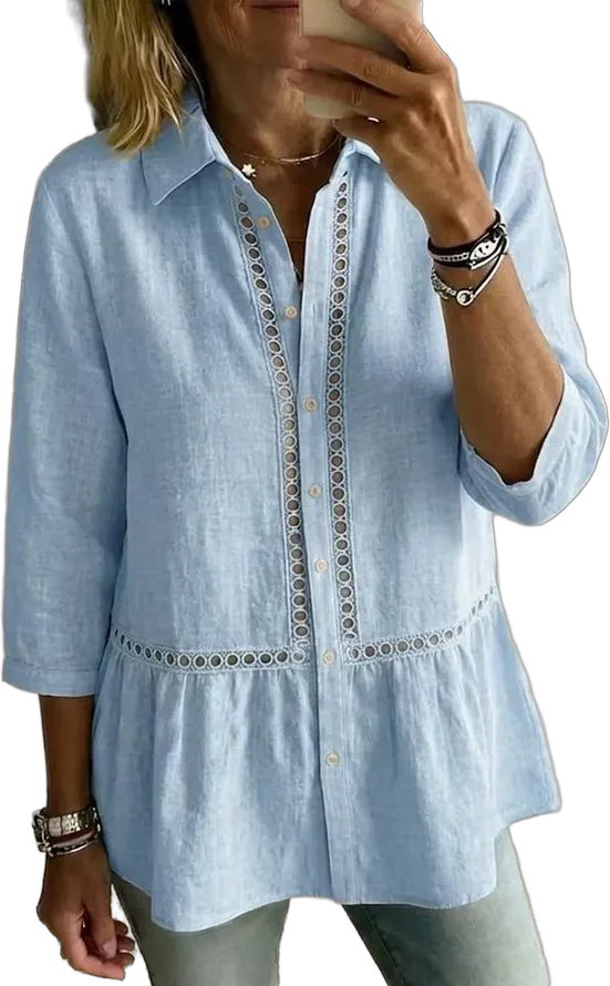 Ladder-lace peplum shirt