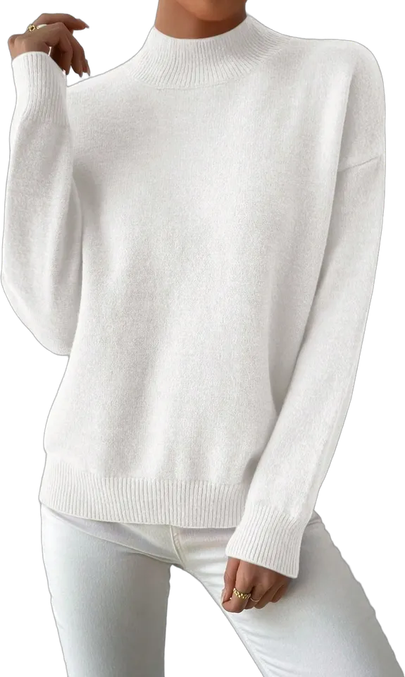 Mock-neck drop-shoulder sweater