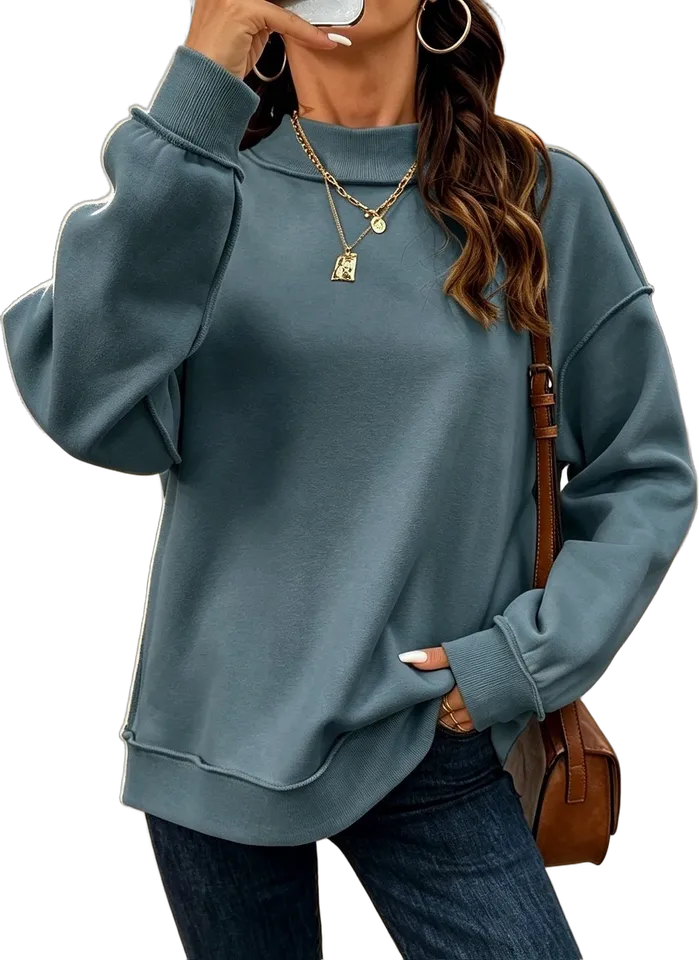 Mock-neck pullover sweatshirt