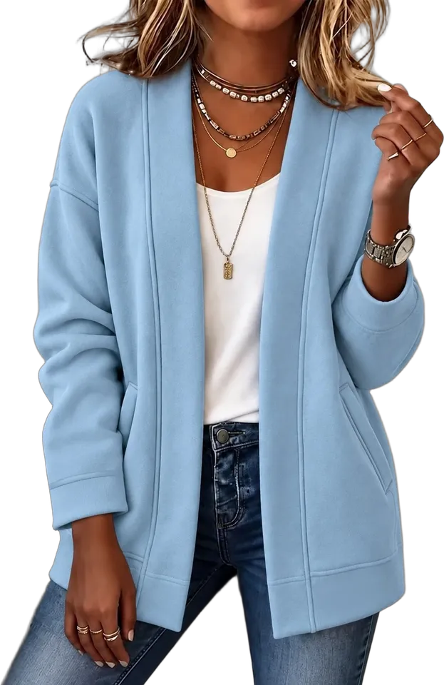 Open-front drop-shoulder jacket