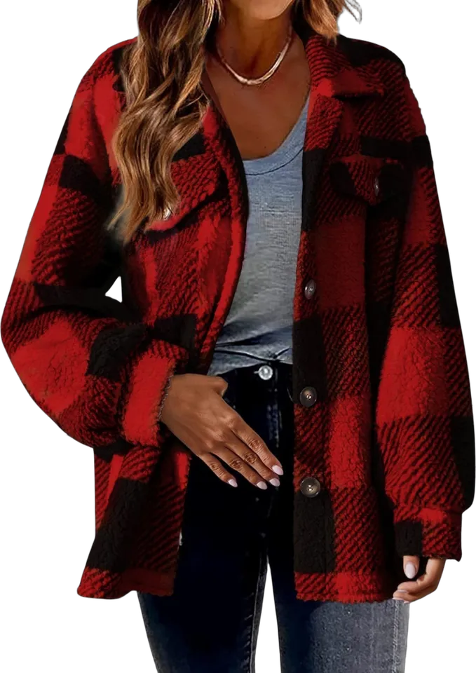 Plaid flannel shirt jacket
