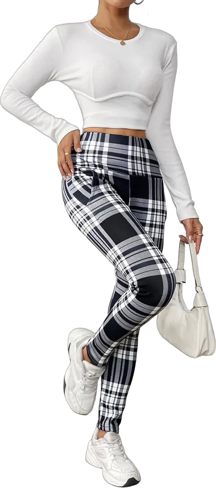 Leggings a cuadros con forro polar