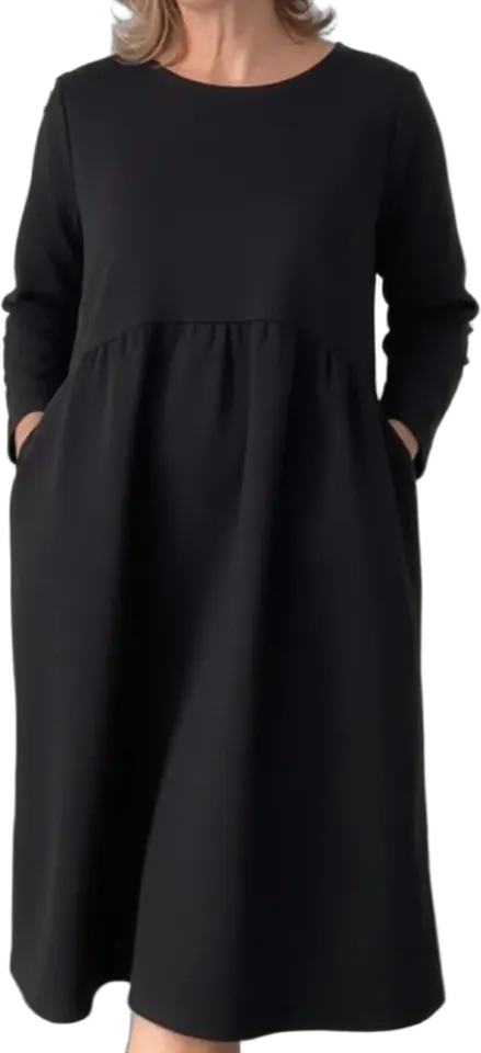 Long-sleeve A-line pocket dress