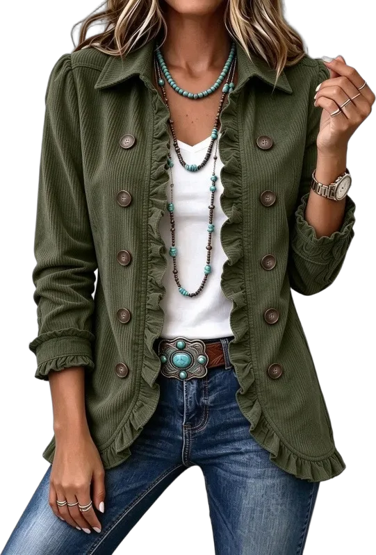 Ruffle-trim shirt jacket