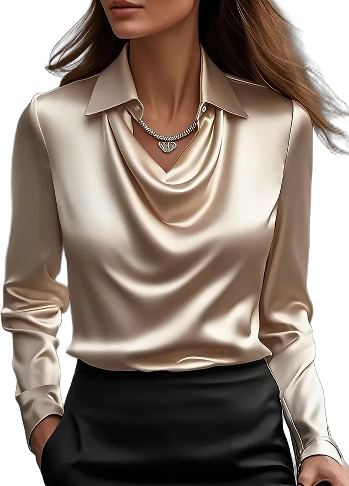 Satin cowl-neck blouse