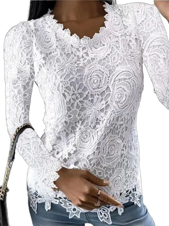 Scalloped lace blouse