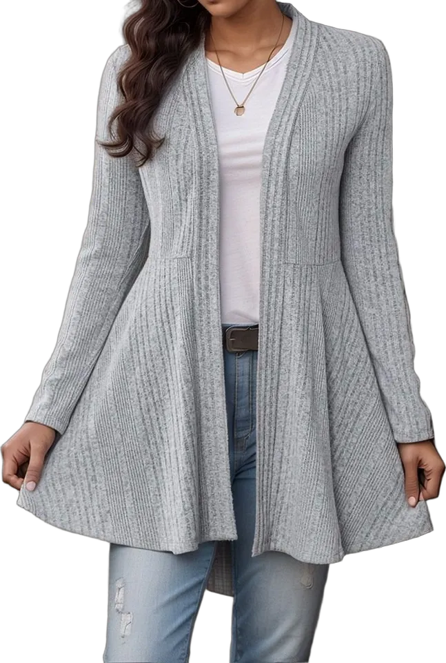 Swing-hem open cardigan