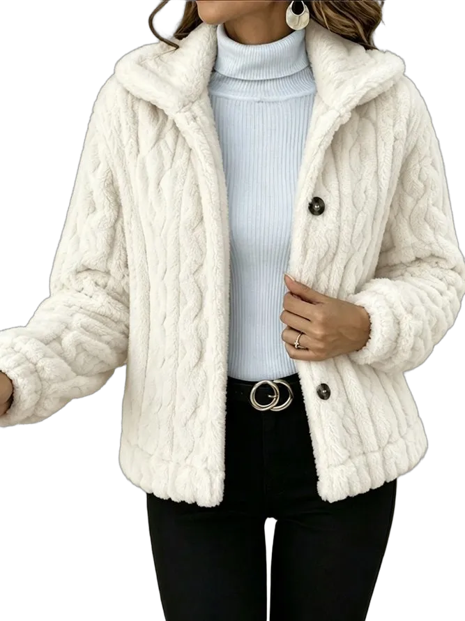 Textured plush button jacket