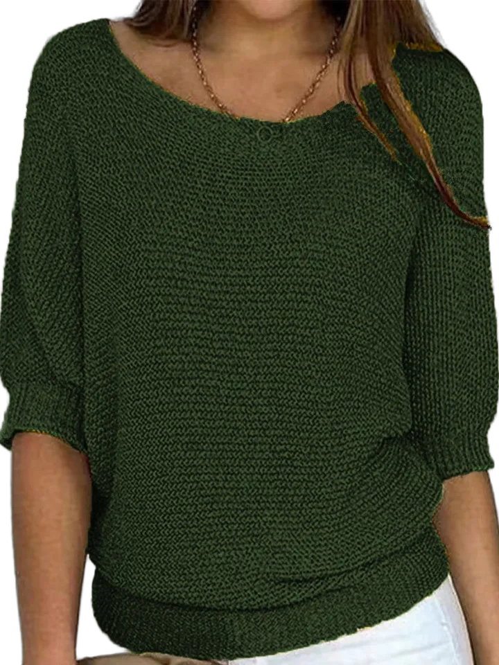 Three-quarter-sleeve knit top