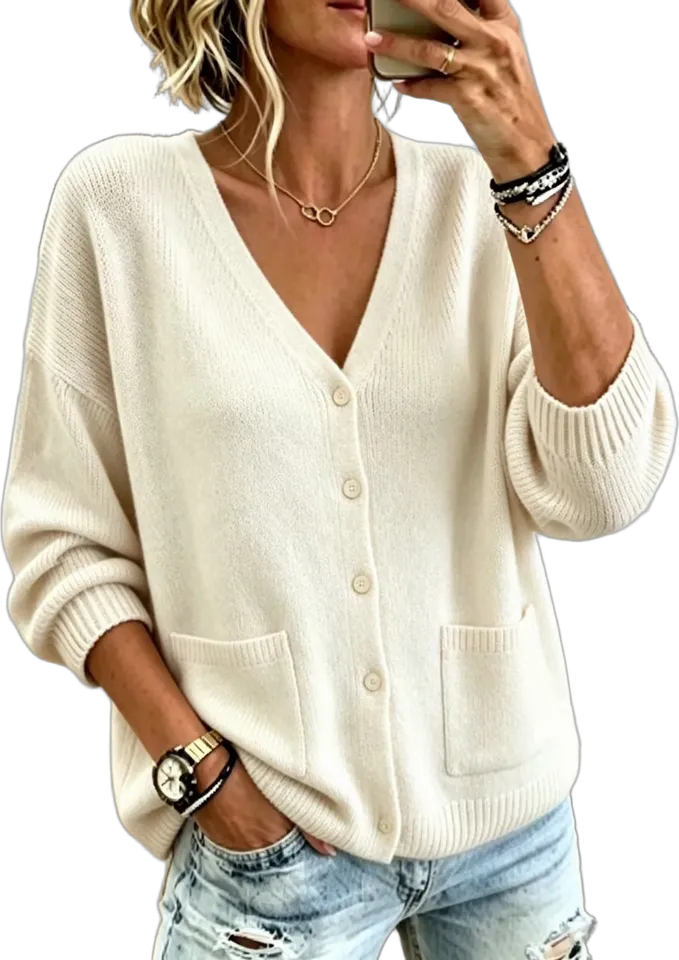 V-neck pocket cardigan