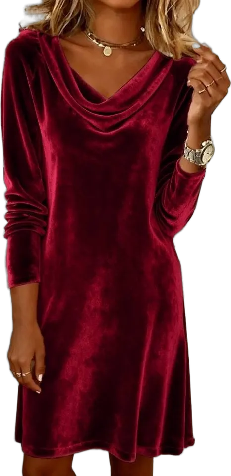 Velvet cowl-neck mini dress