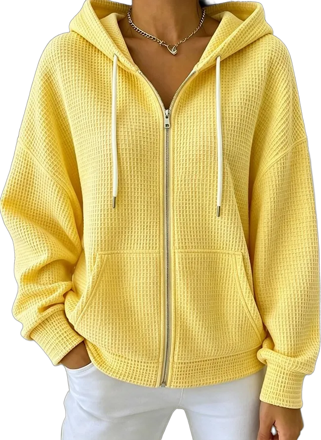 Waffle zip-up hoodie jacket