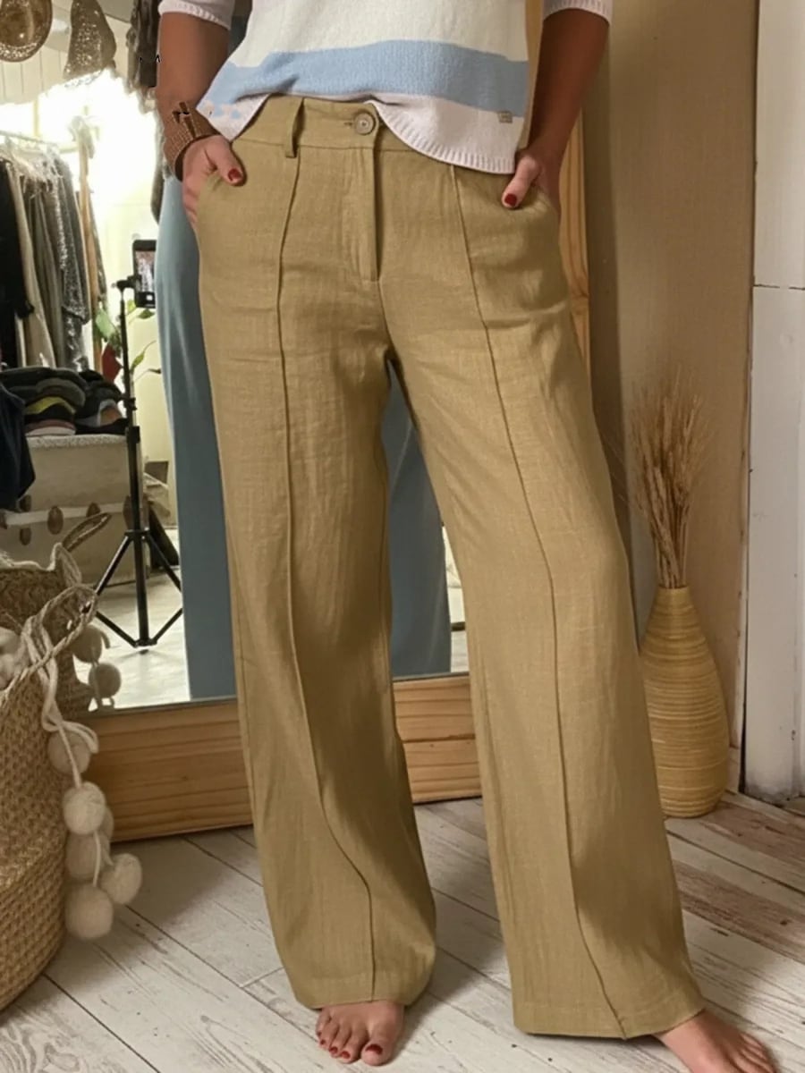 Khaki trousers from the front