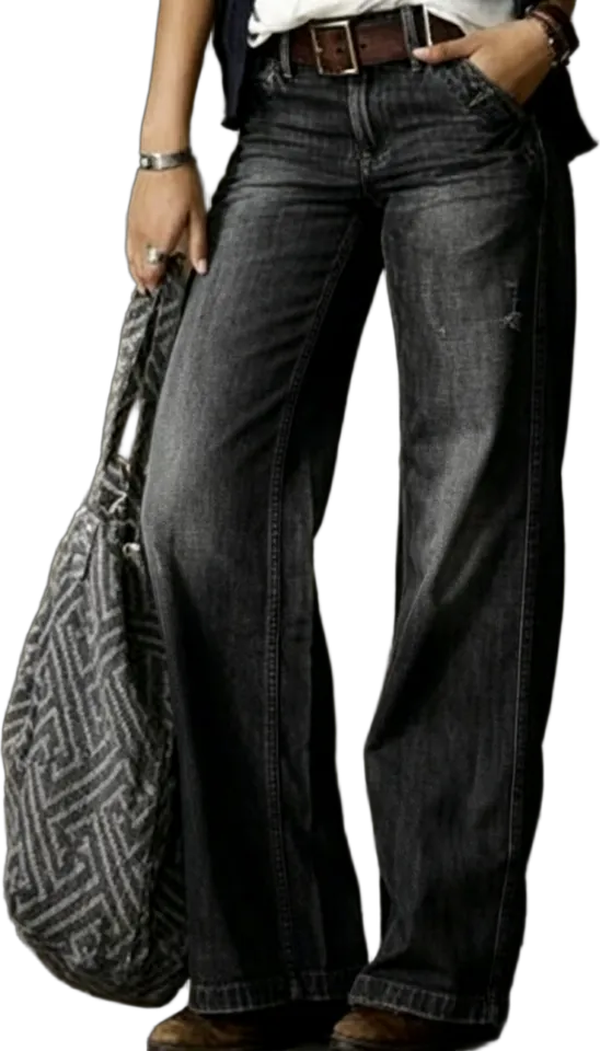 Pantalón ancho largo efecto vaquero