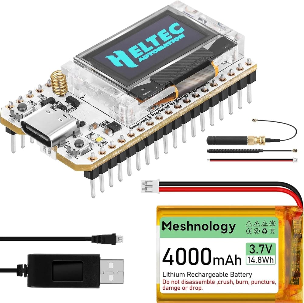 Board, 4,000 mAh battery and cable