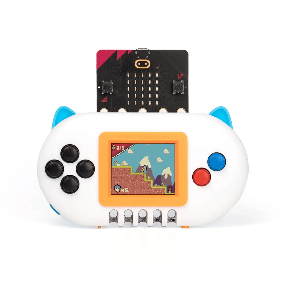 With a micro:bit fitted and a game on screen