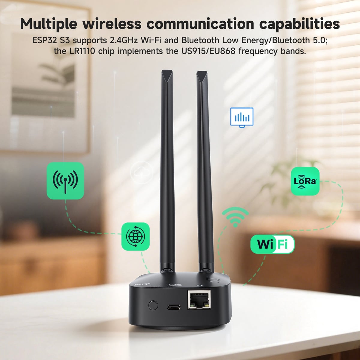 Wi-Fi, Bluetooth and LoRa connections