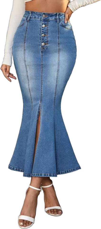 Falda vaquera sirena con botones
