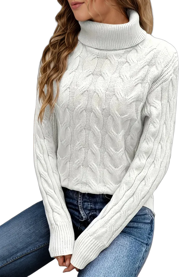 Cable-knit high-neck sweater