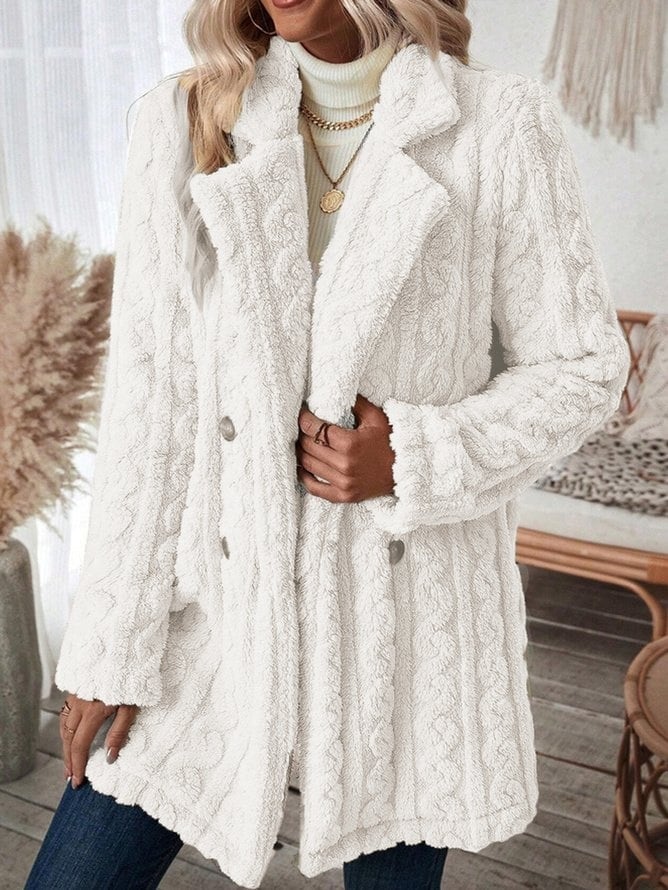 The white coat worn open, from the front