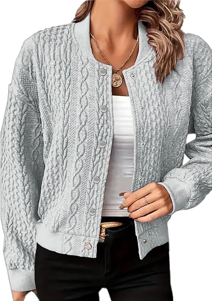 Cable-texture cropped jacket