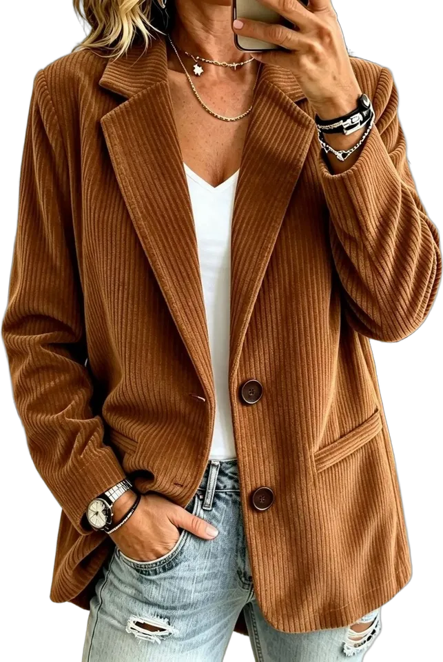 Corduroy two-button blazer