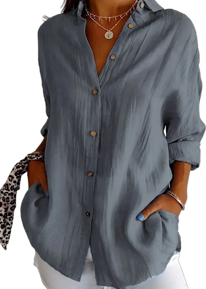 Crinkle-texture button shirt