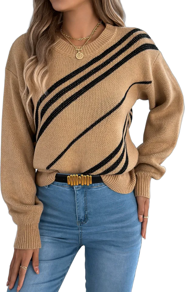 Diagonal-stripe cotton sweater