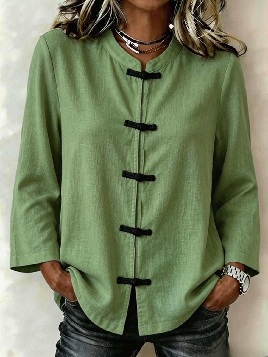 Green, with black knotted buttons