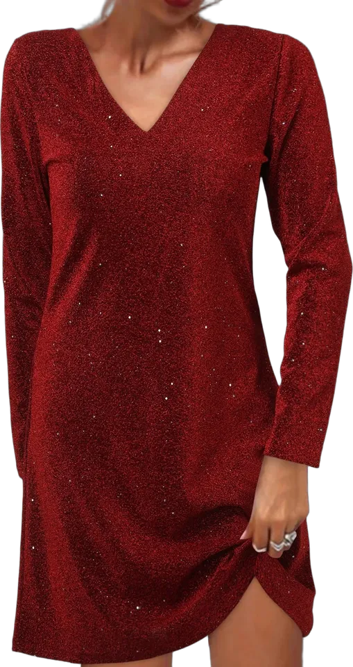 Glitter V-neck midi dress