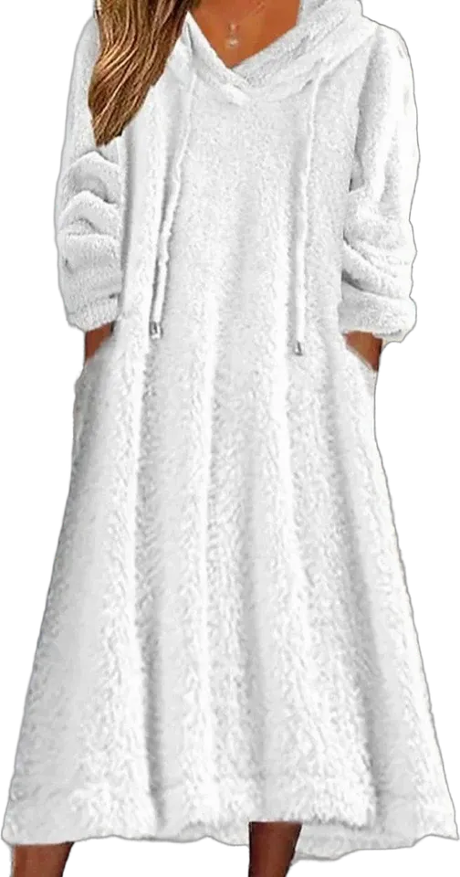 Hooded fleece long dress