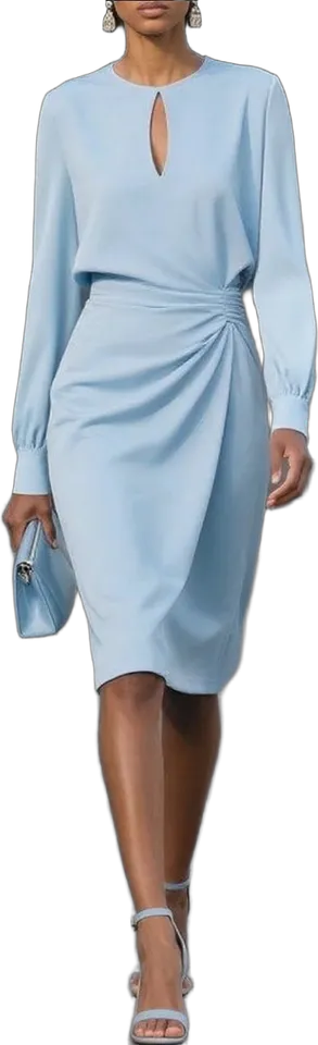 Keyhole gathered-waist midi dress