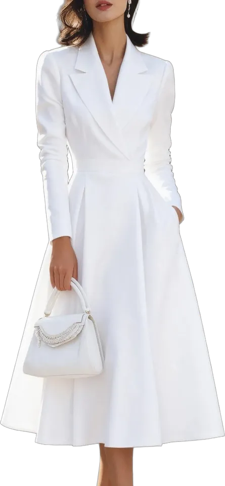 Lapel fit-and-flare midi dress