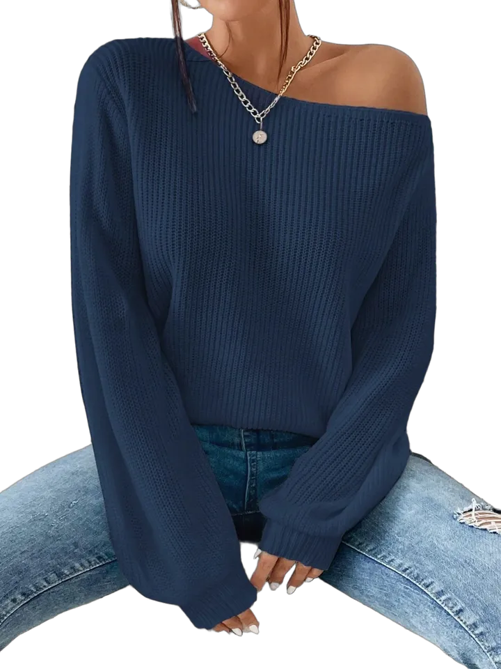 Off-the-shoulder cotton sweater