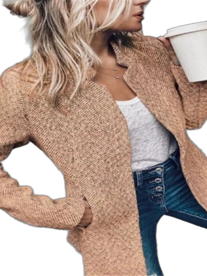 Open-front tweed-look jacket