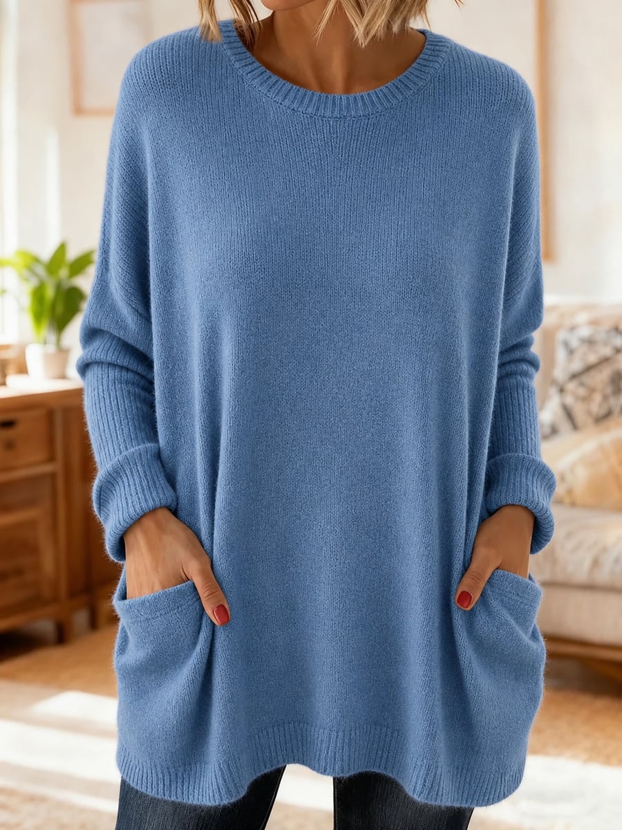 La sudadera azul de frente