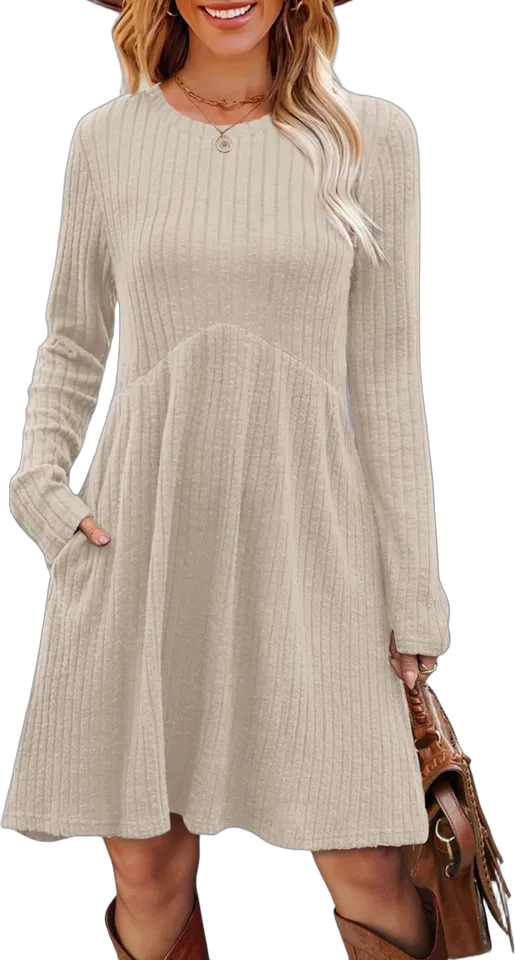 Ribbed pocket swing dress