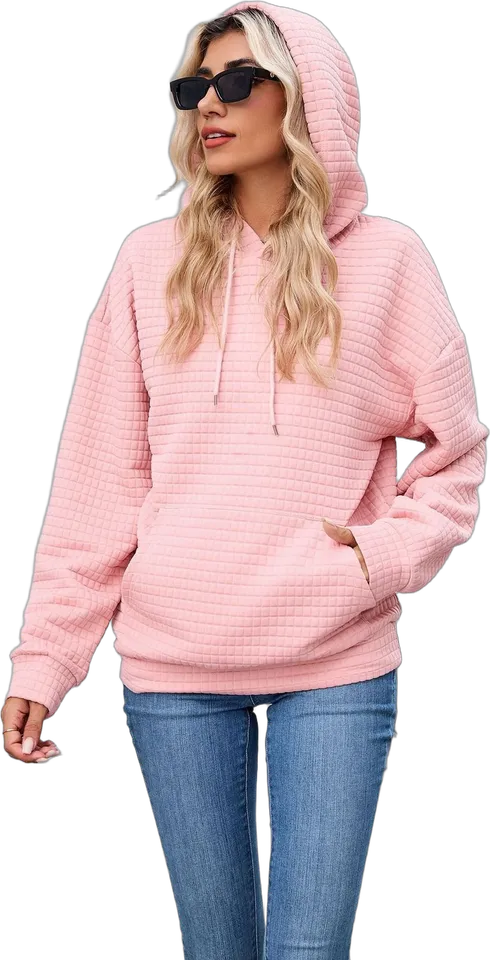 Ribbed-texture cotton hoodie