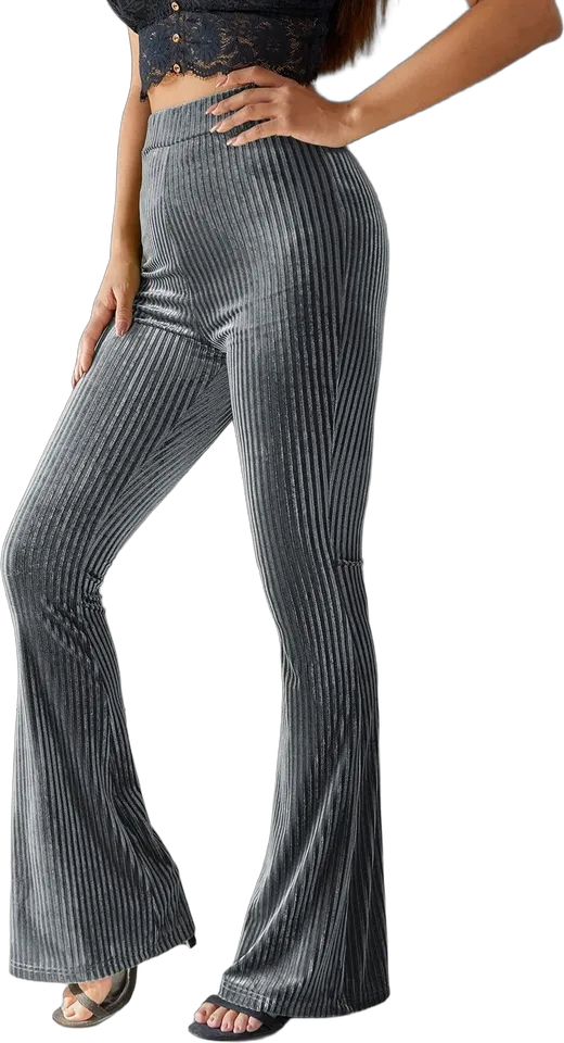 Pantalón acampanado de terciopelo de canalé