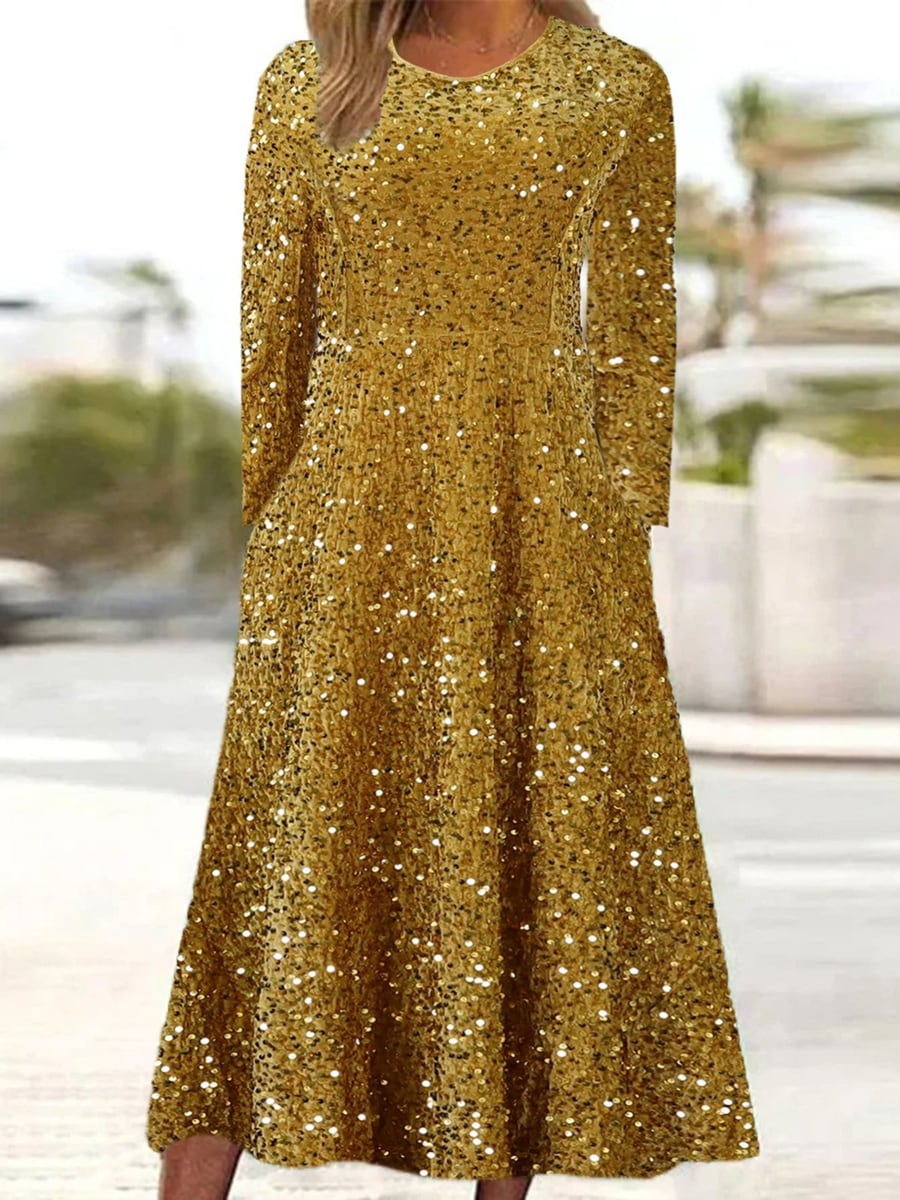 The dress in champagne, worn