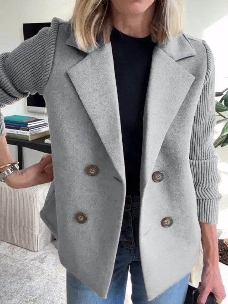 Gray, showing the knit sleeves