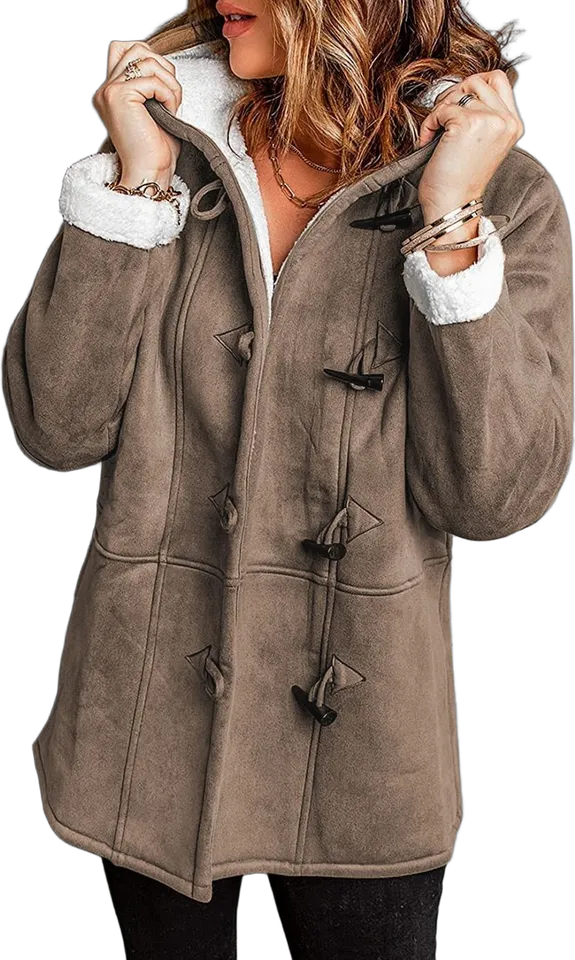 Fleece-lined toggle hooded coat