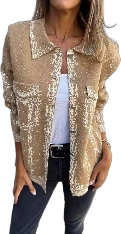 Speckle-print shawl-collar jacket