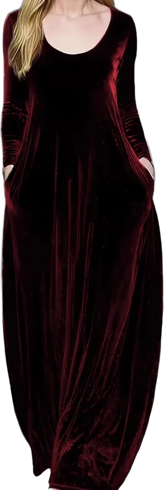 Velvet crew-neck maxi dress