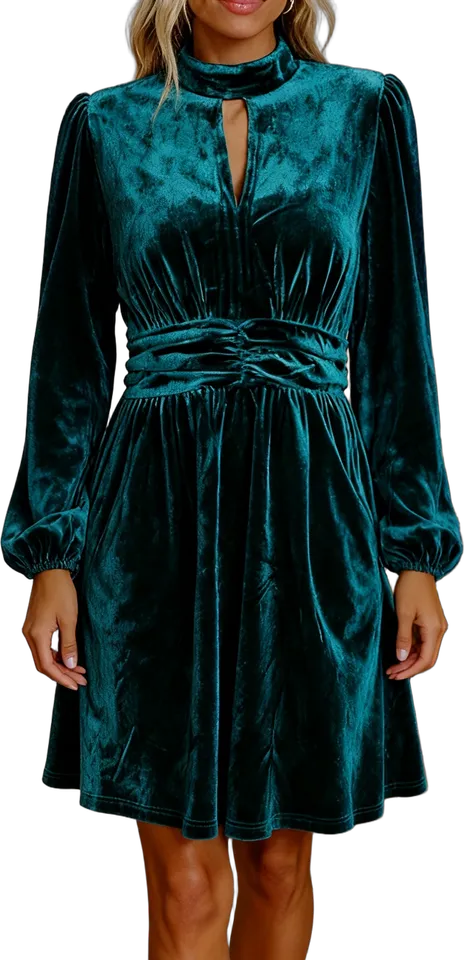 Velvet keyhole-neck dress