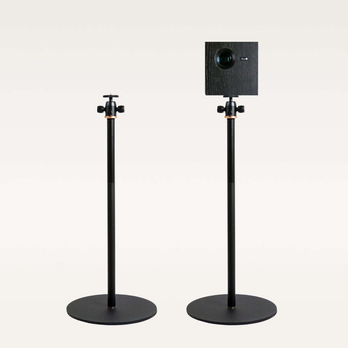 One stand with a projector, one without
