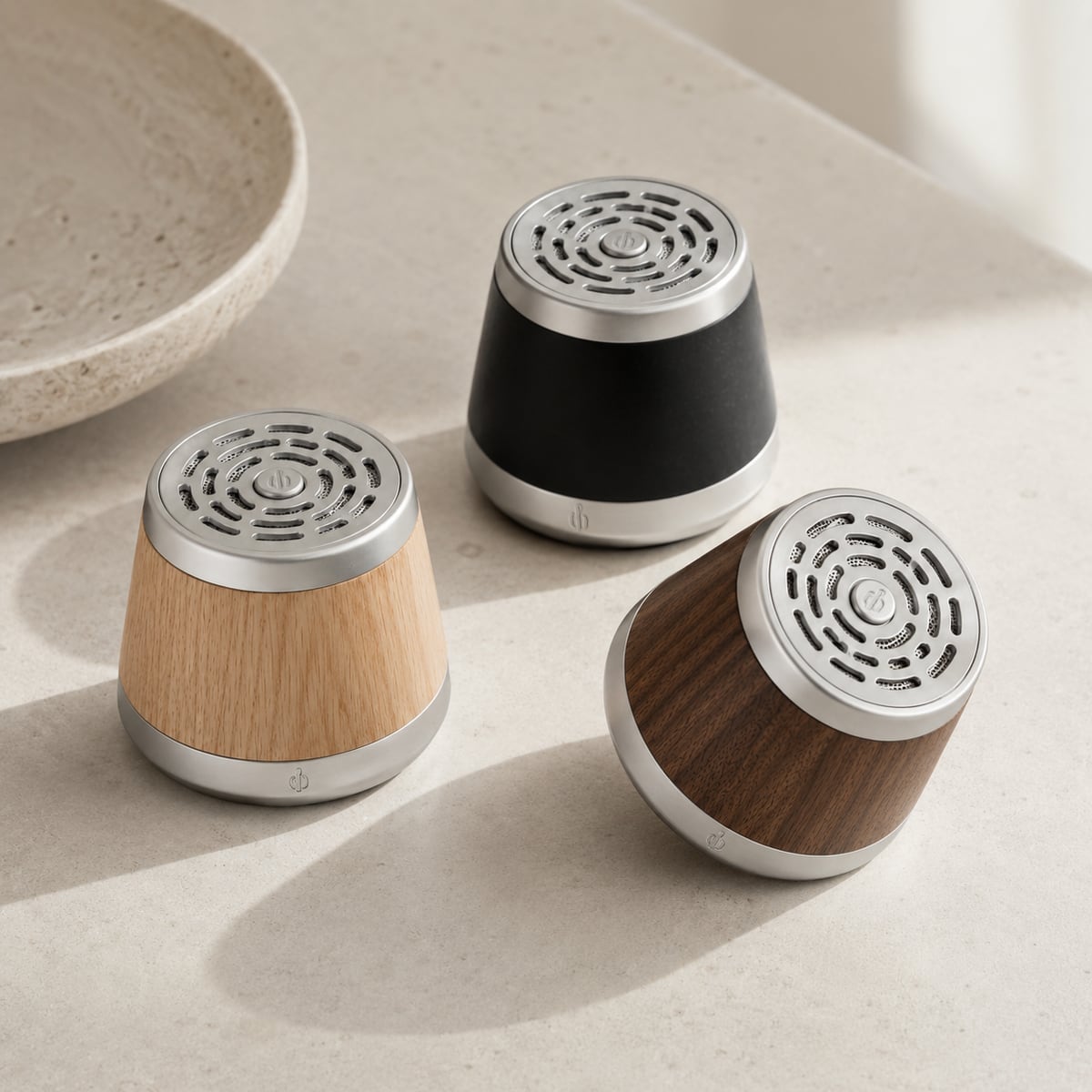 Oak, black and walnut finishes