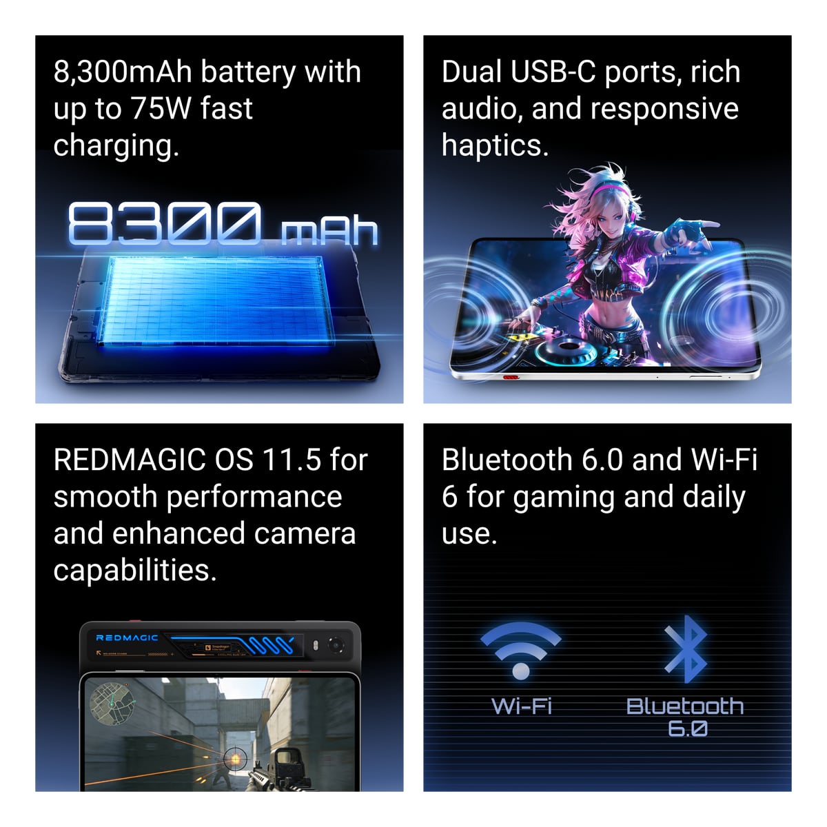 Battery, ports and wireless at a glance