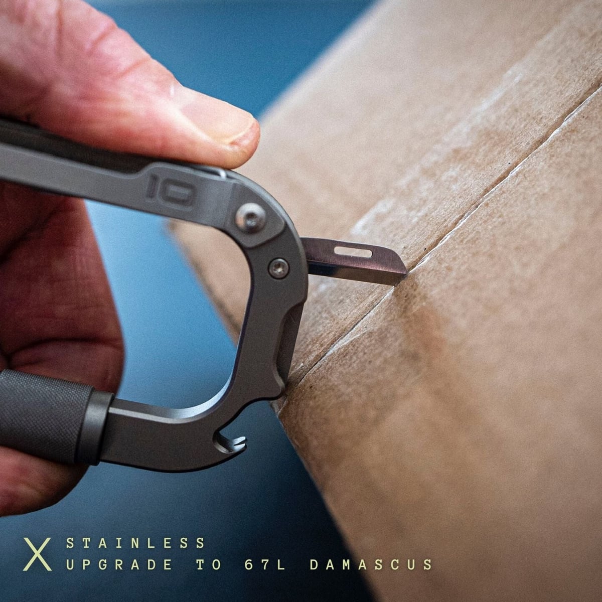 Opening a box with the knife